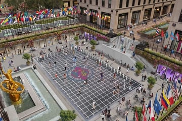 Roller blading in Rock Center